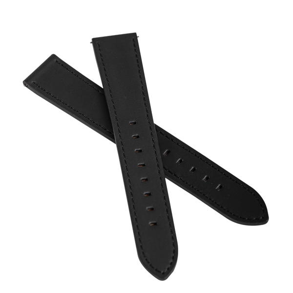 Guilloche Black Leather Strap